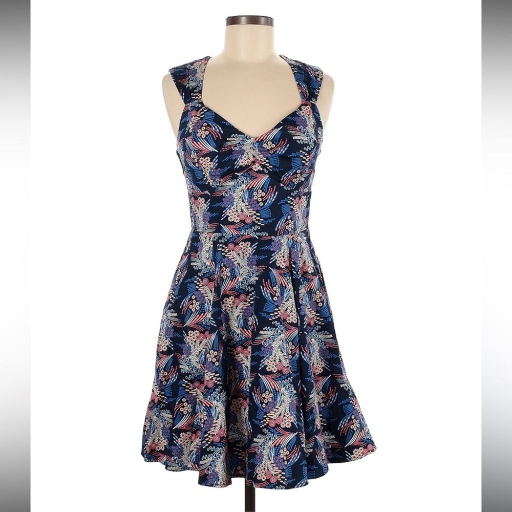 Ixia retro floral print fit and flare rockabilly dress,‎ size med